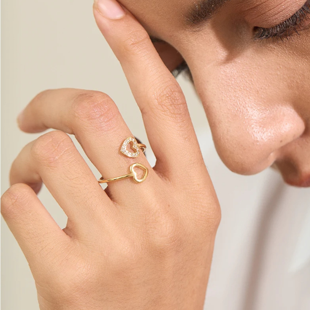 Double Heart Wrap Ring