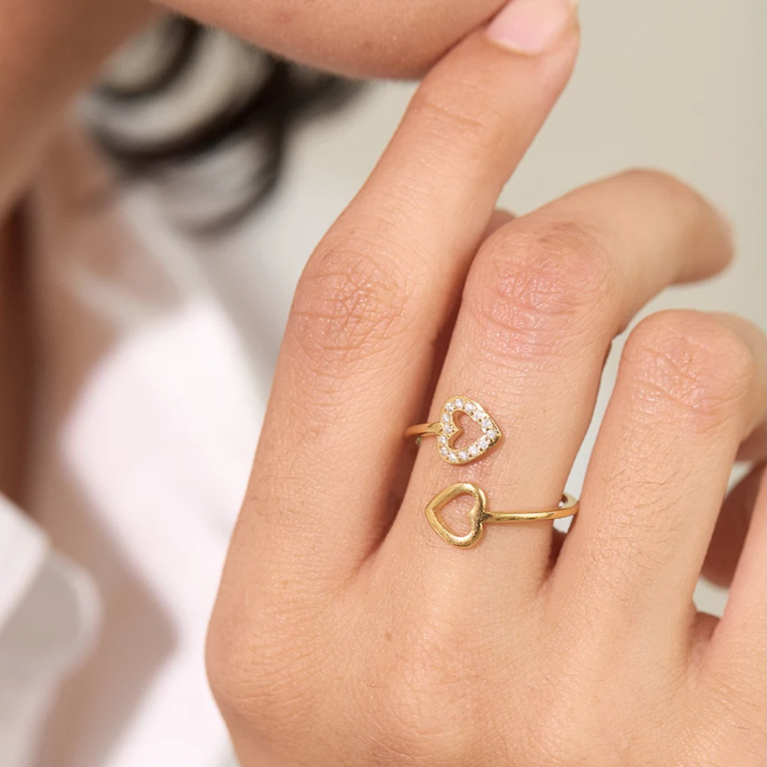 Double Heart Wrap Ring