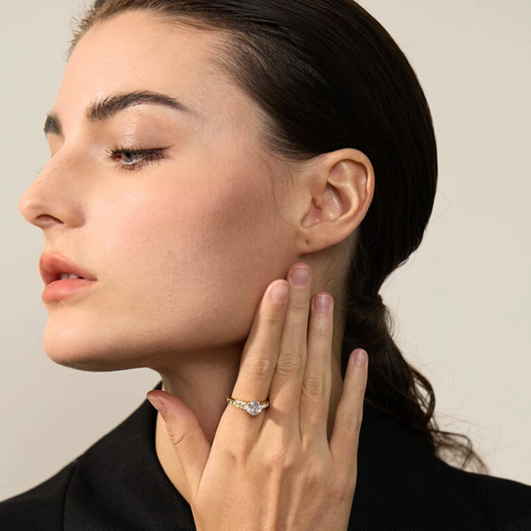 Radiant Solitaire Pavé Ring