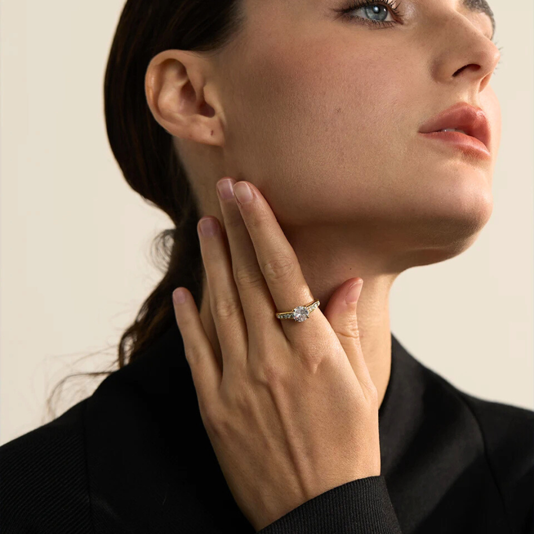 Radiant Solitaire Pavé Ring