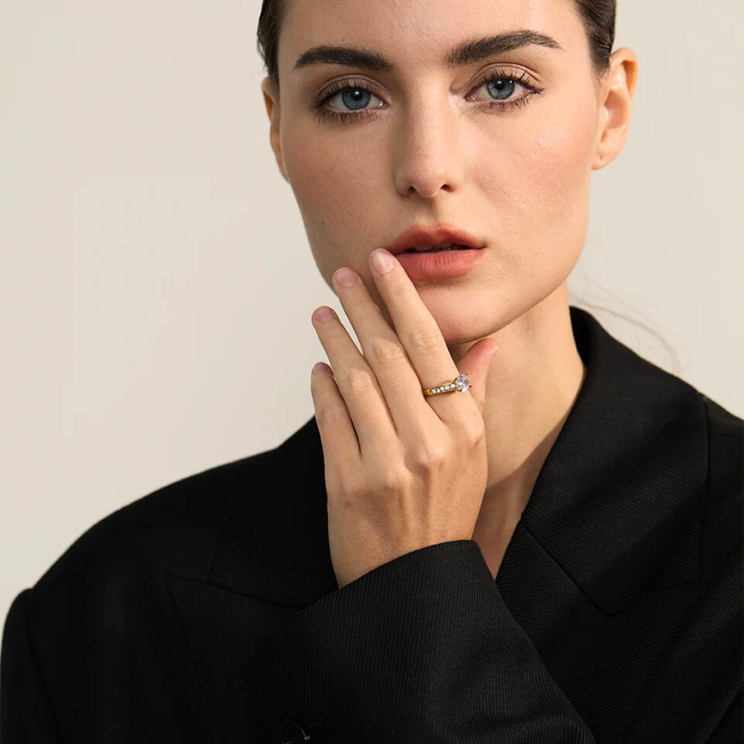 Radiant Solitaire Pavé Ring
