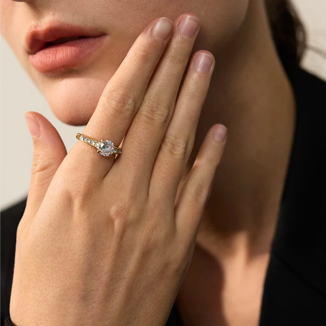 Radiant Solitaire Pavé Ring