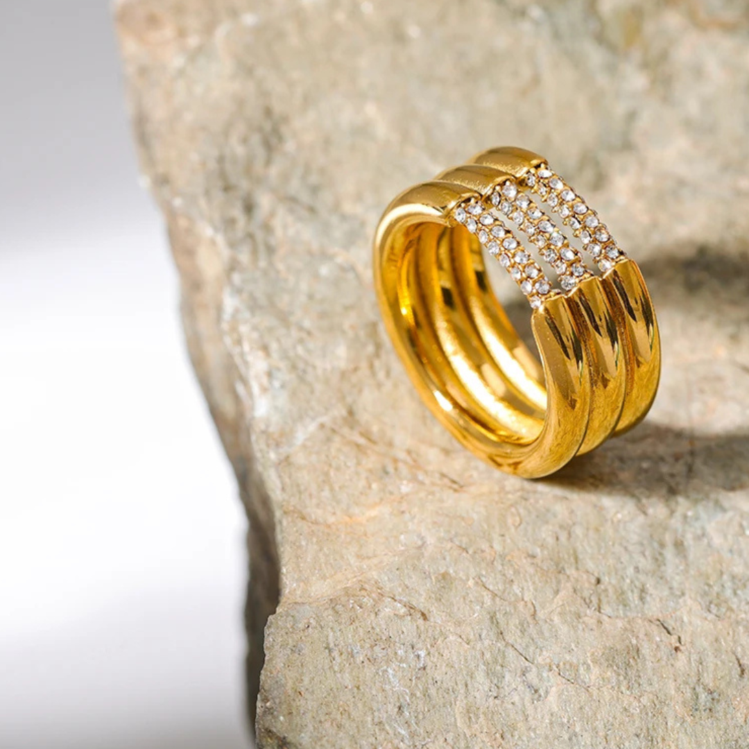 Layered Stone Bar Ring