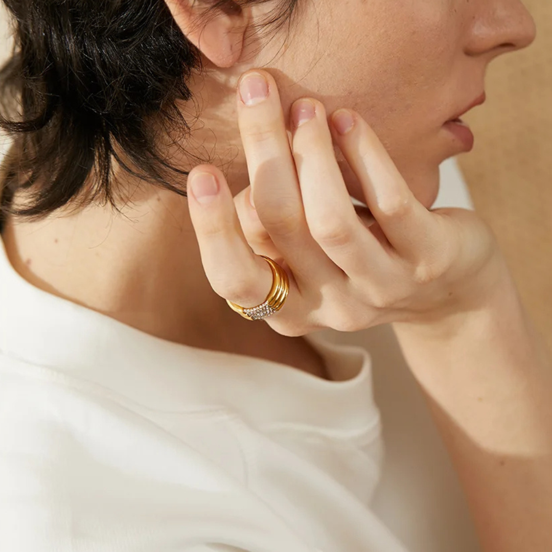Layered Stone Bar Ring