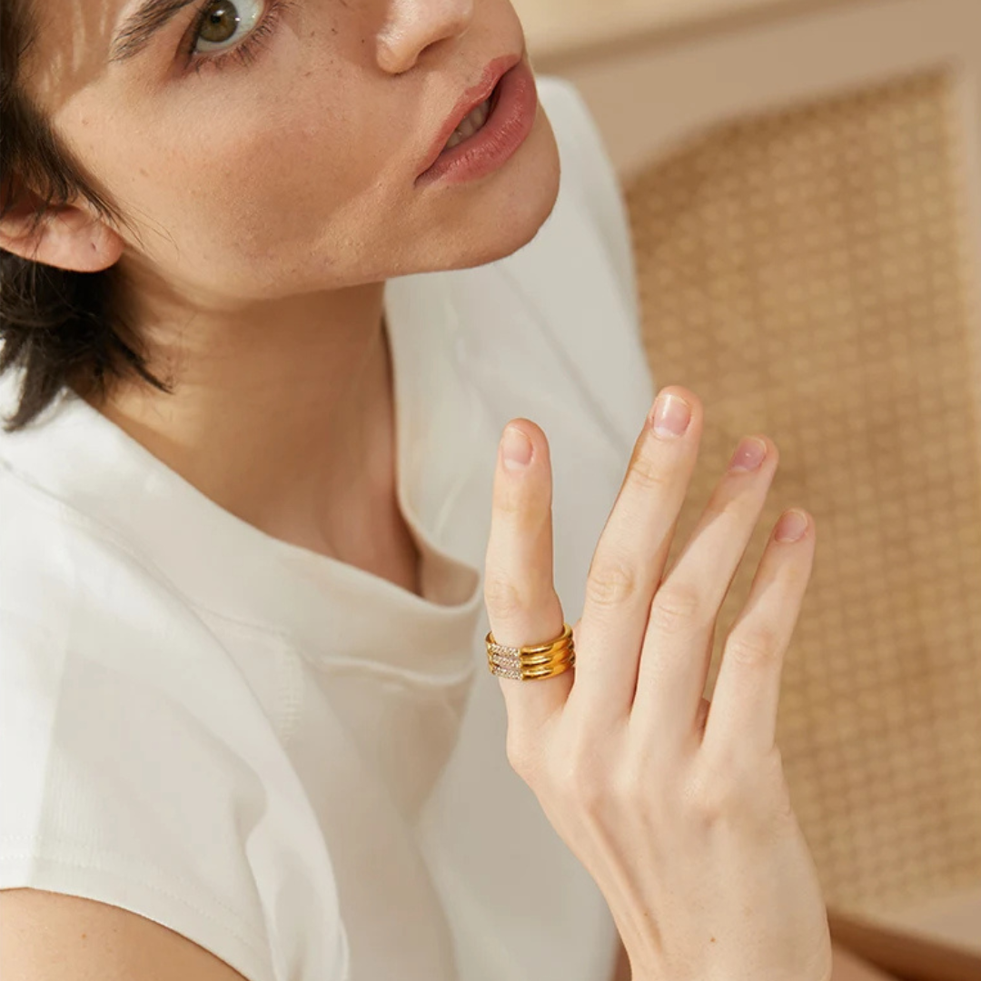 Layered Stone Bar Ring