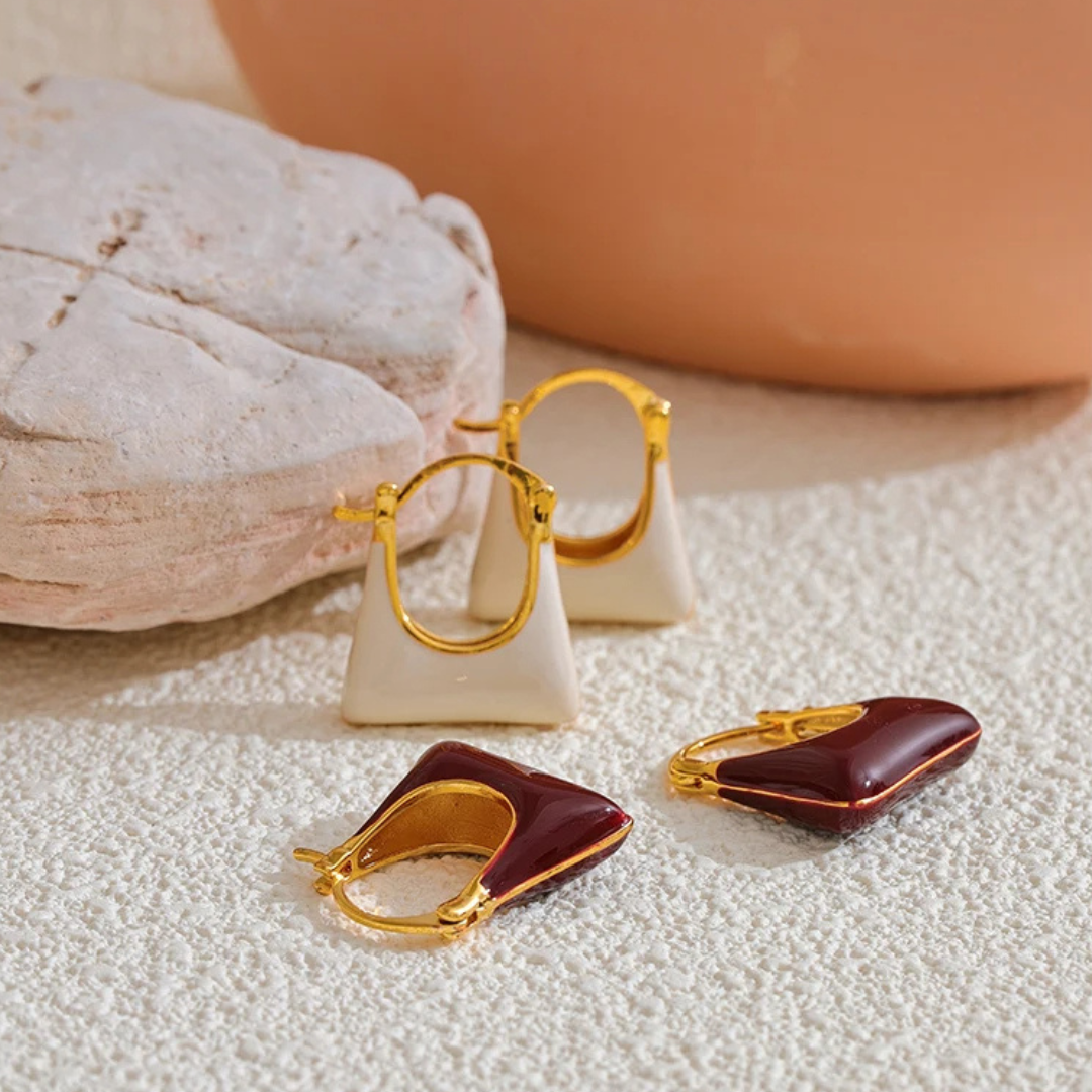 Enamel Tote Stud Earrings
