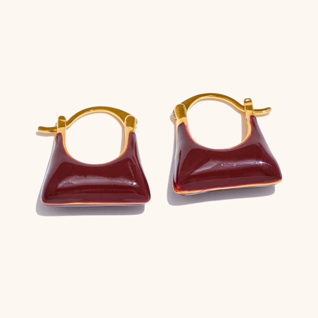 Enamel Tote Stud Earrings