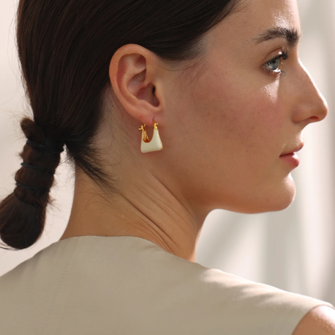 Enamel Tote Stud Earrings
