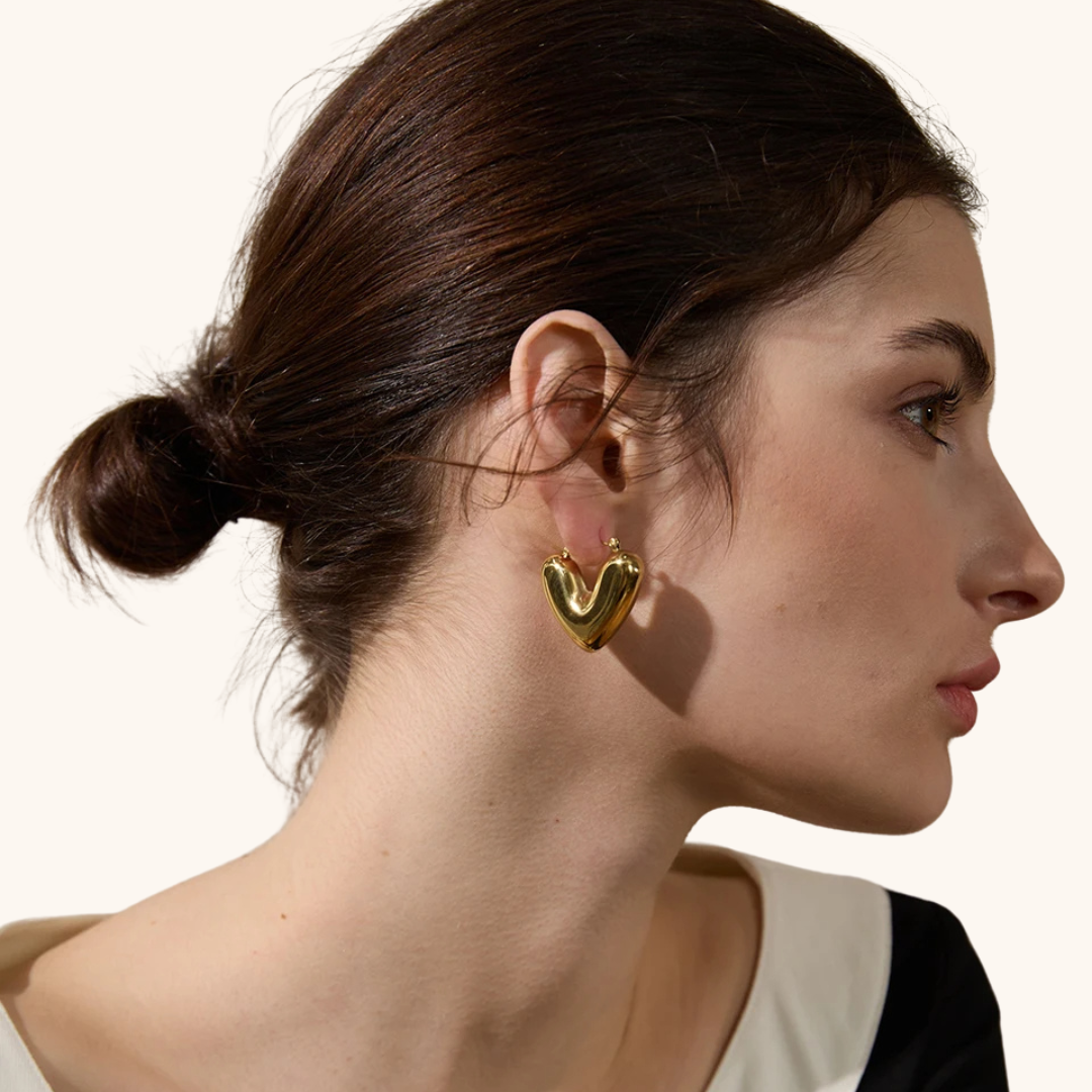 Chunky Heart Hoop Earrings
