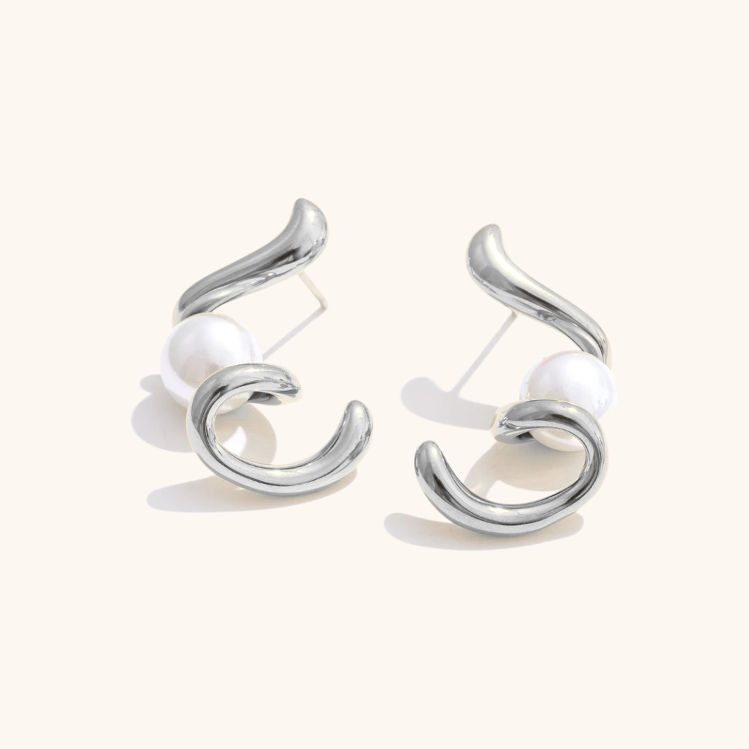 Twist Pearl Stud Earrings