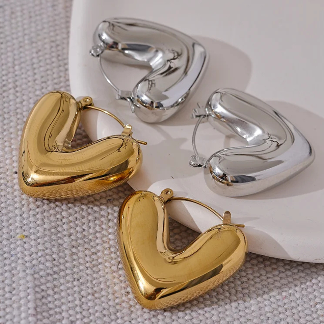 Chunky Heart Hoop Earrings