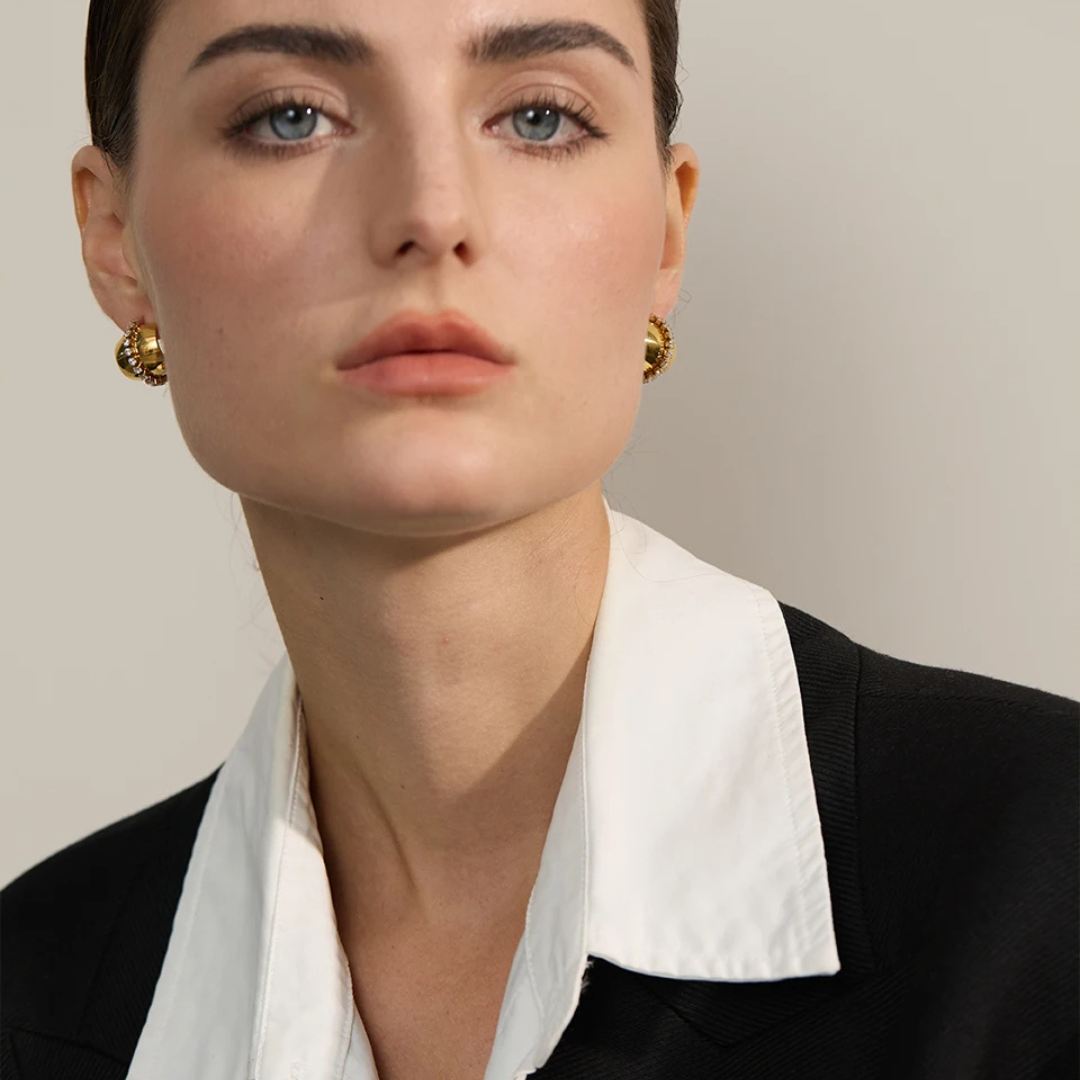 Pavé C-Shape Huggie Earrings