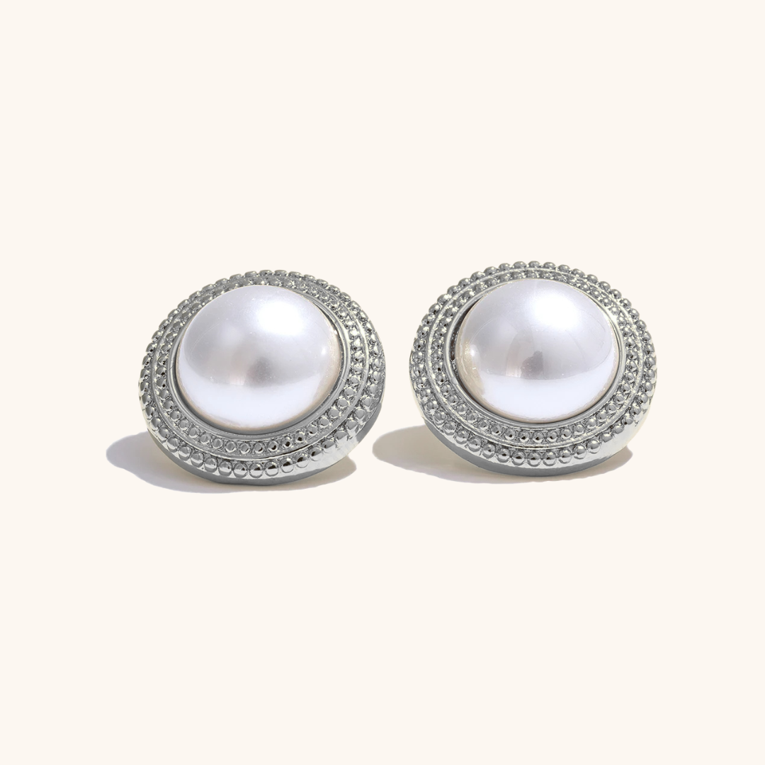 Pearl Button Stud Earrings