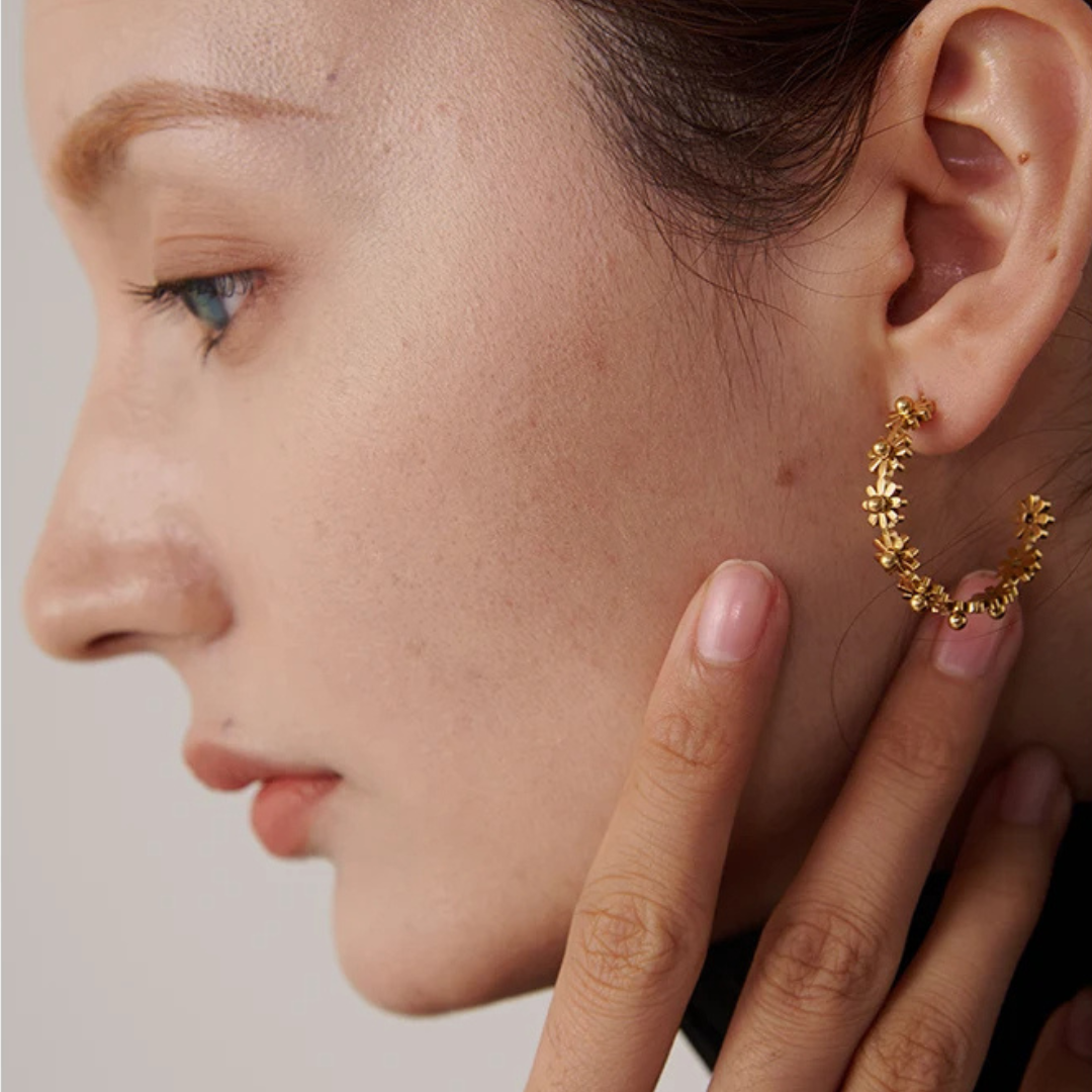 Flower Twist Hoop Earrings