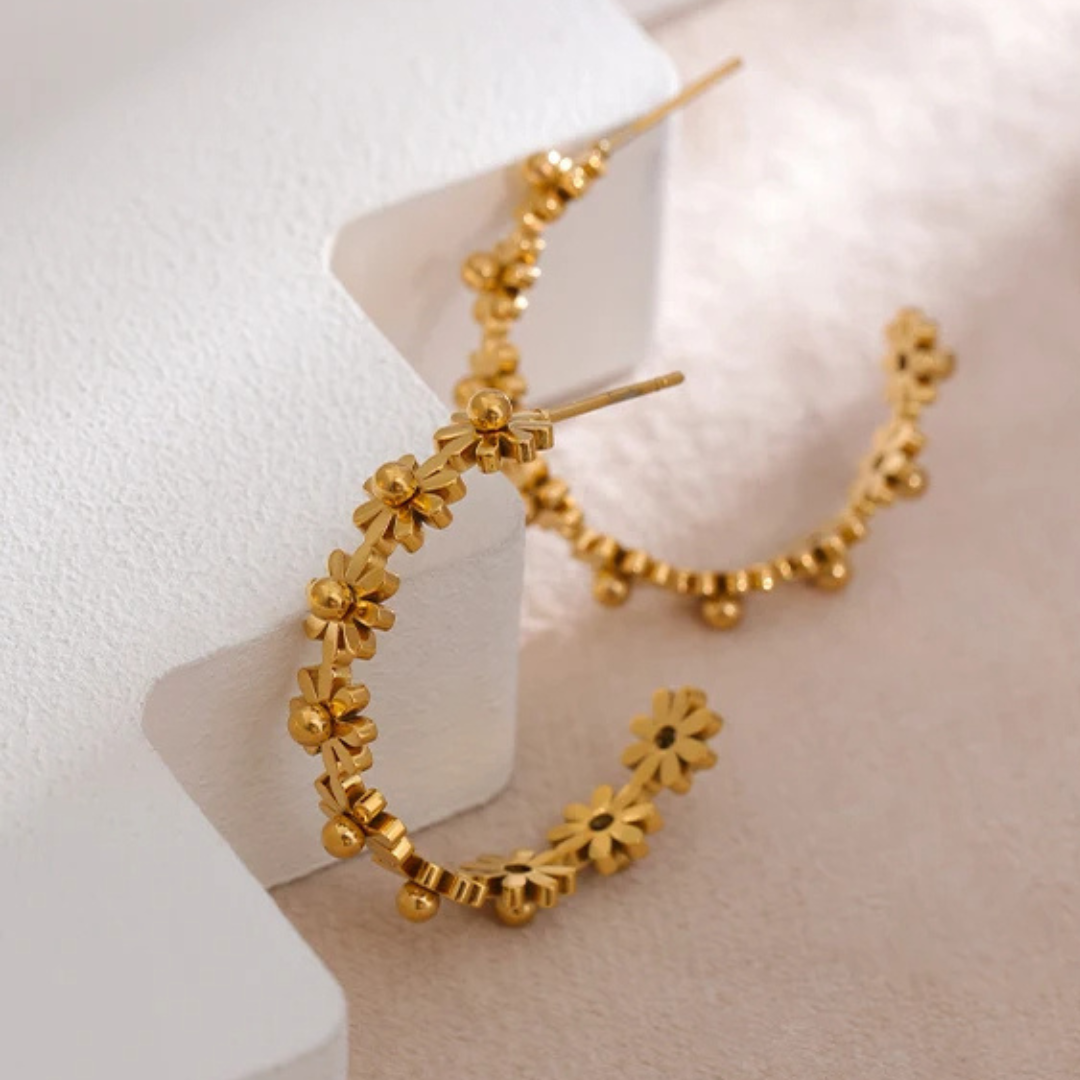 Flower Twist Hoop Earrings