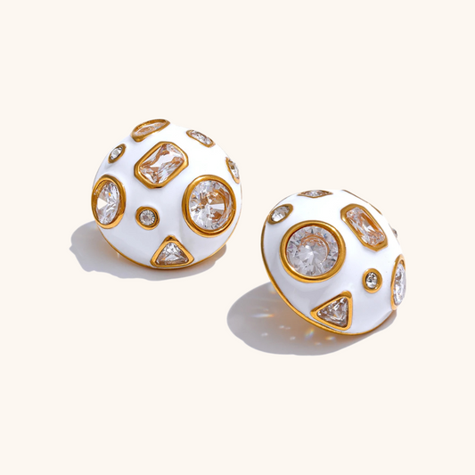 Enamel Dome Stud Earrings
