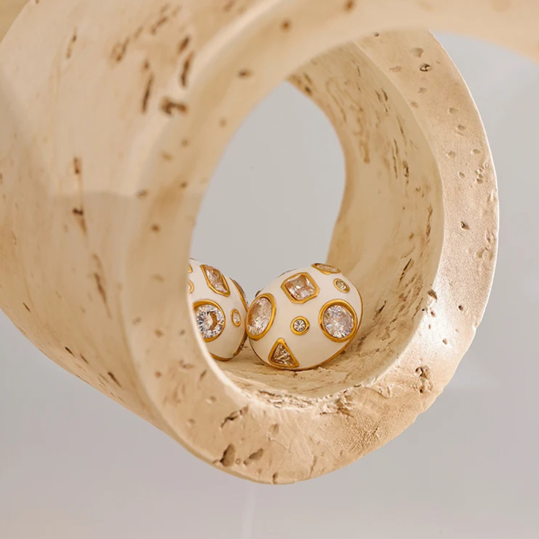 Enamel Dome Stud Earrings