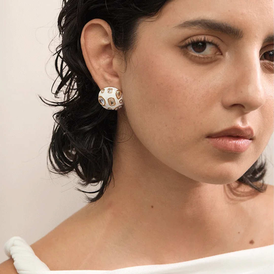 Enamel Dome Stud Earrings
