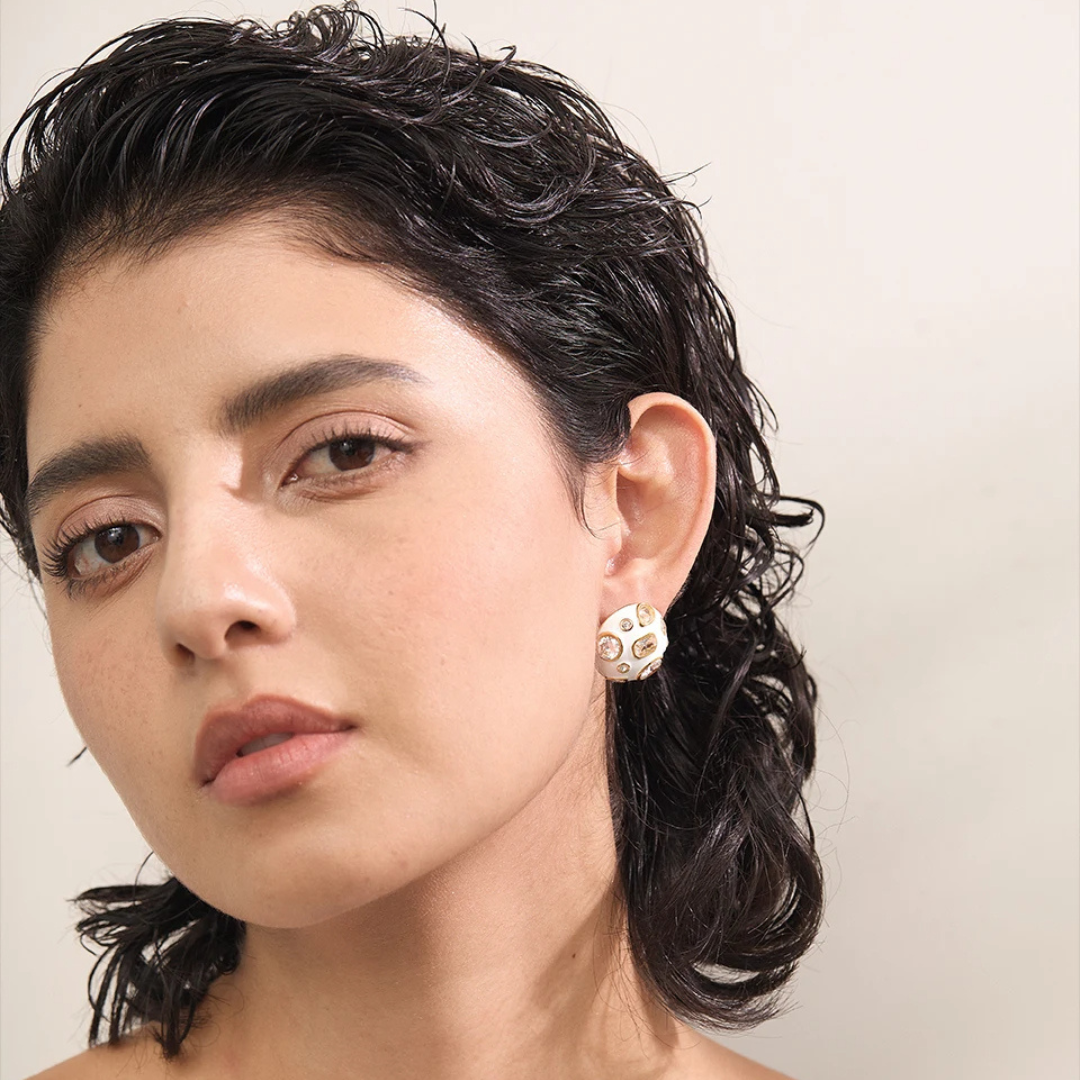 Enamel Dome Stud Earrings