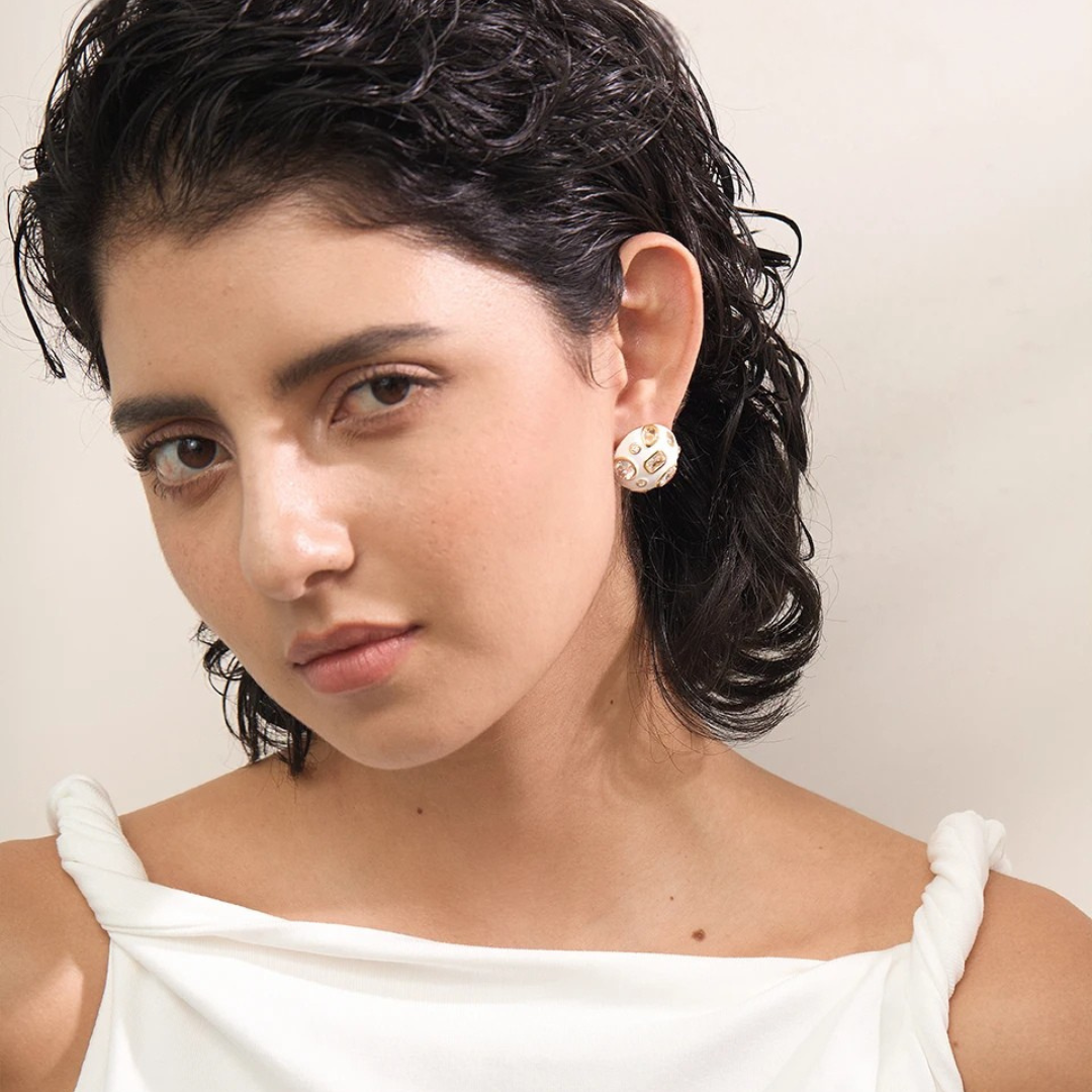 Enamel Dome Stud Earrings