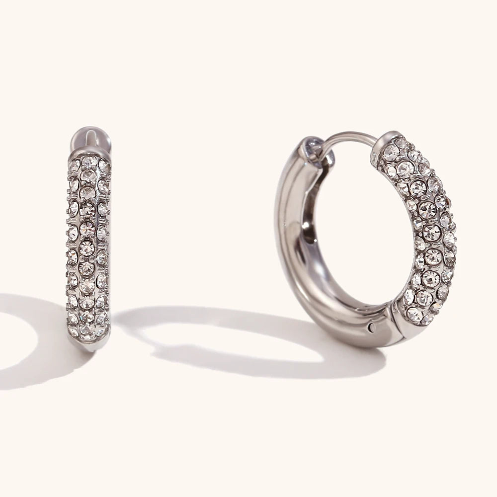 Pavé Huggie Hoop Earrings