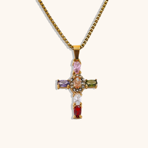 Multicolor Cross Necklace