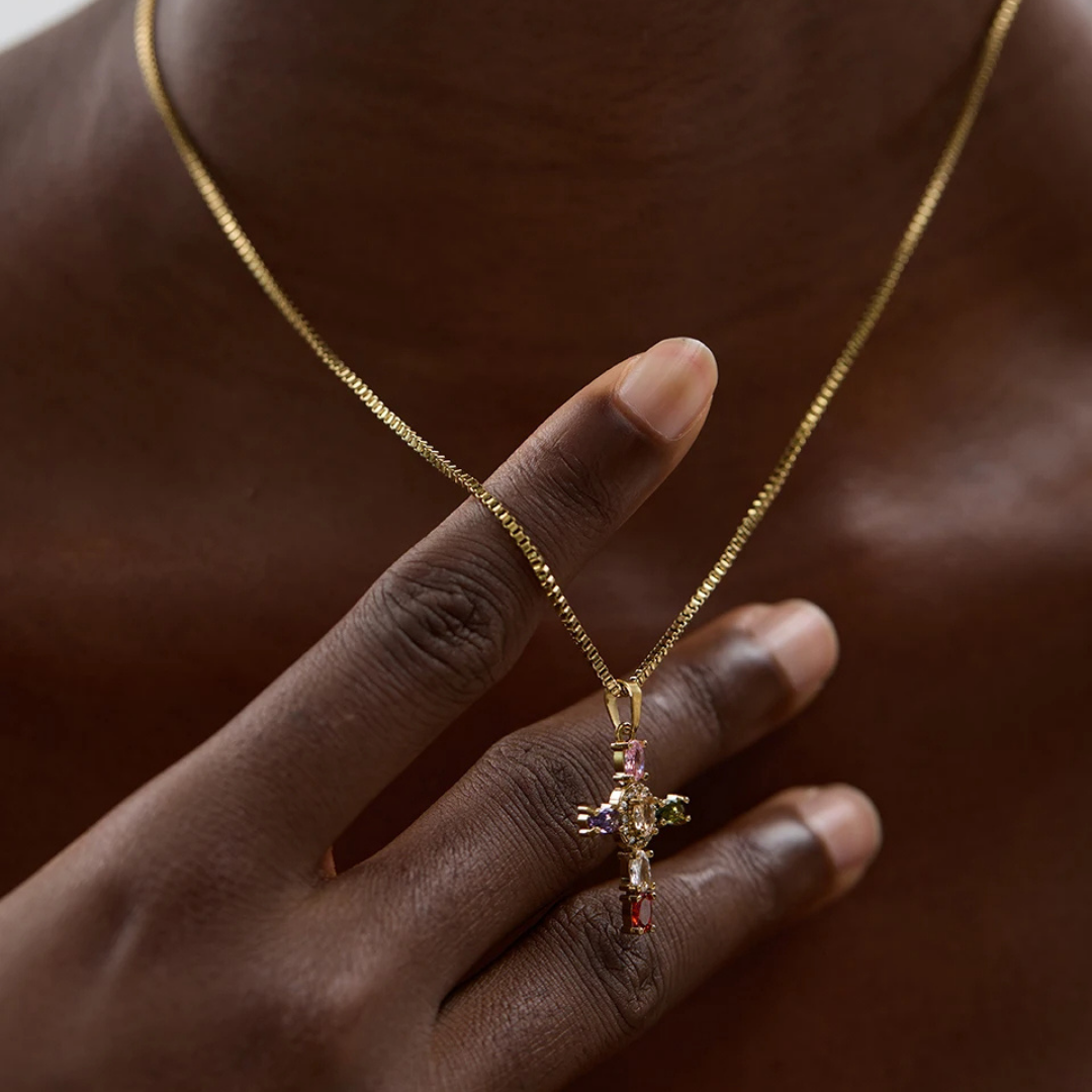 Multicolor Cross Necklace