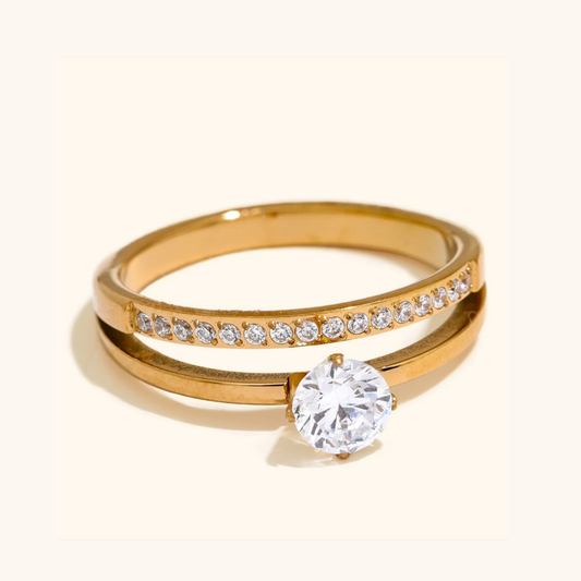 Double Band Stone Ring