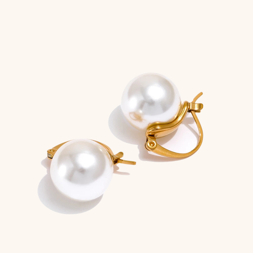 Pearl Hoop Clip Earrings