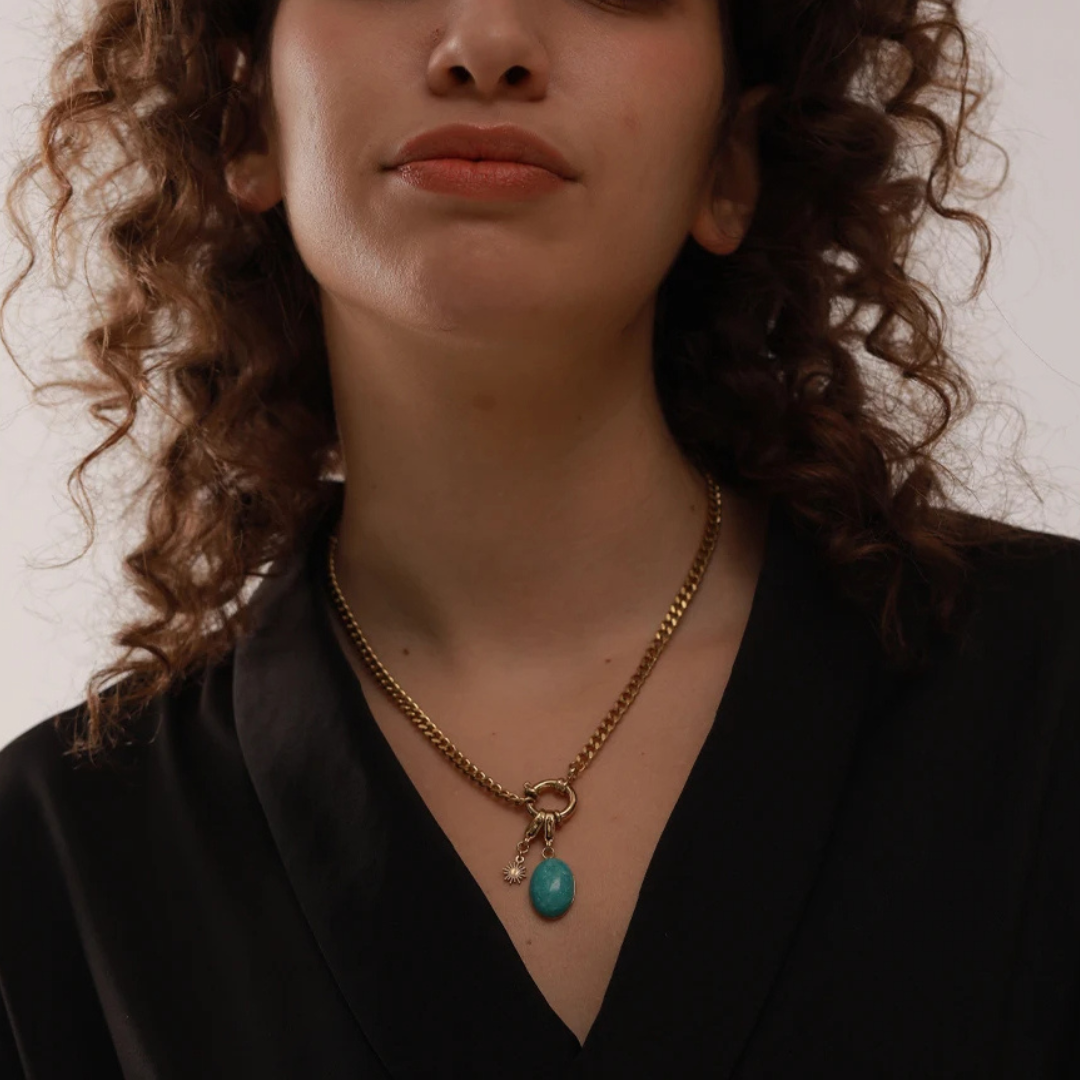 Azure Stone Charm Necklace