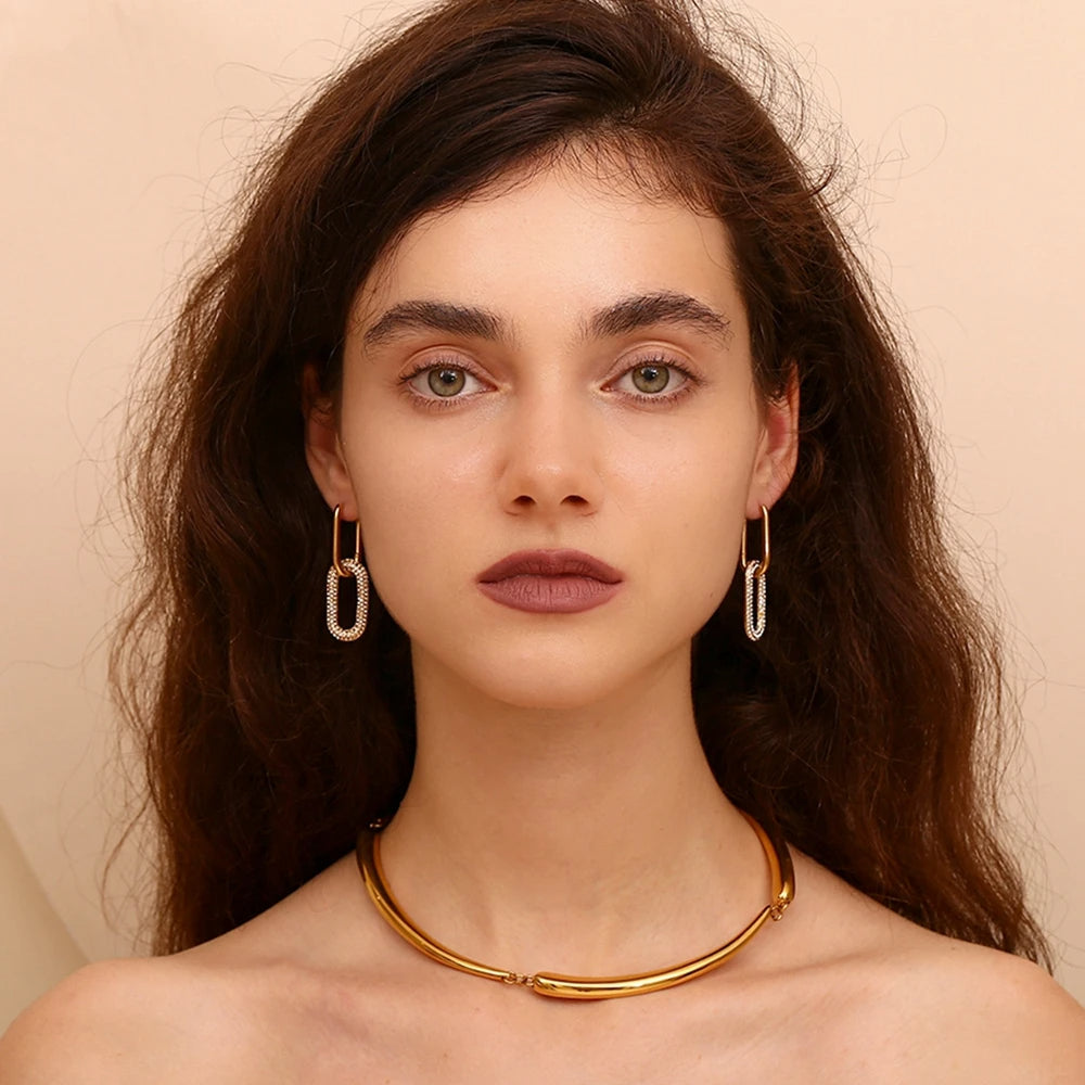 Pavé Double Link Drop Earrings