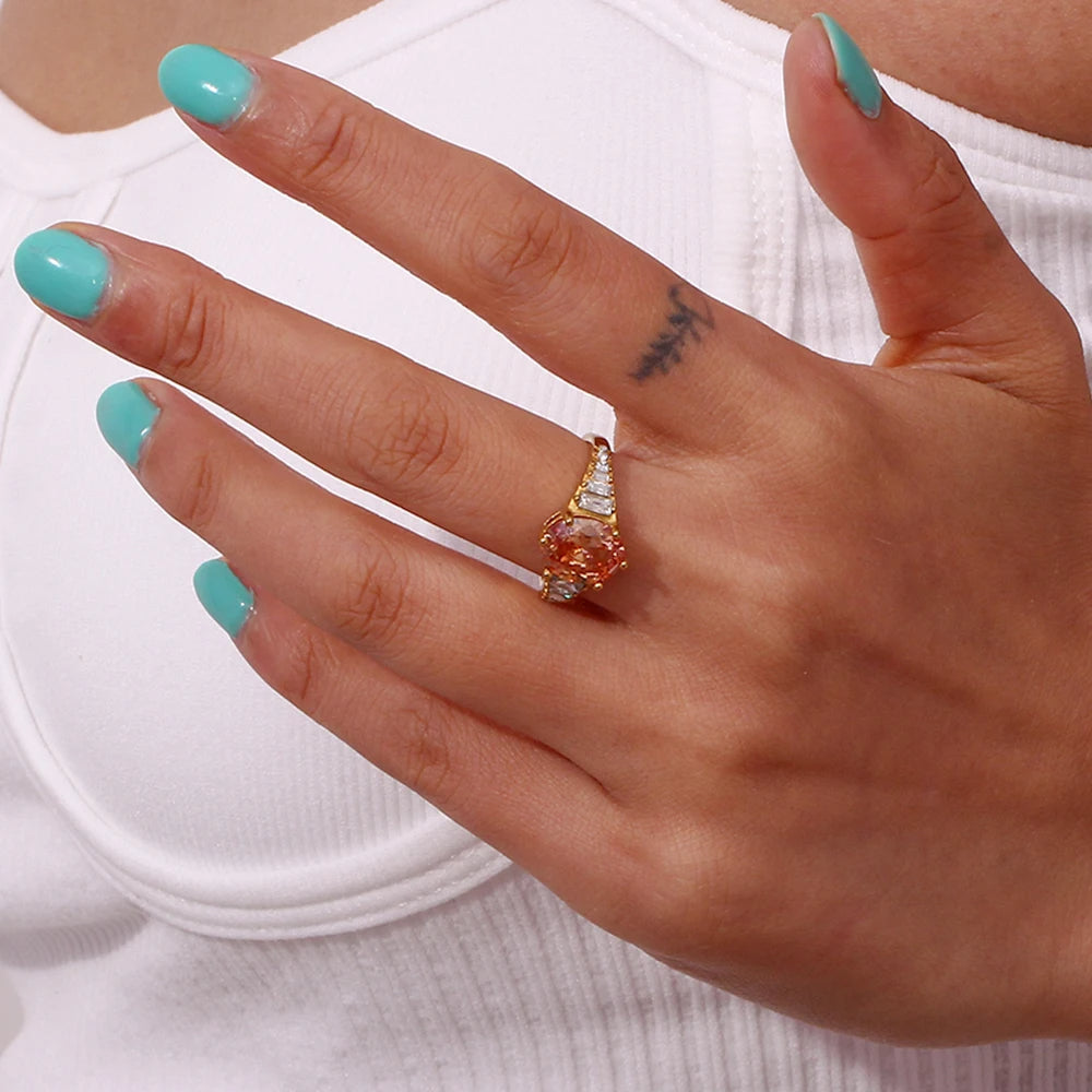 Oval Gem Statement Ring