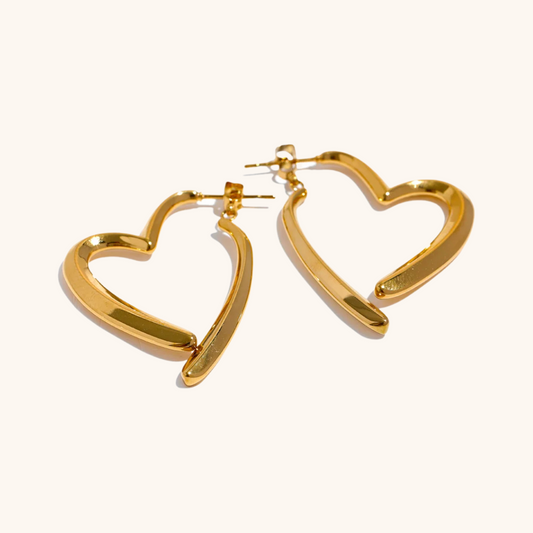 Open Heart Hoop Earrings