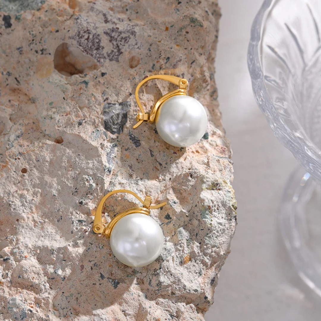 Pearl Hoop Clip Earrings