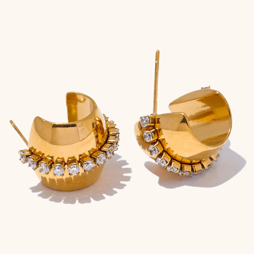 Pavé C-Shape Huggie Earrings