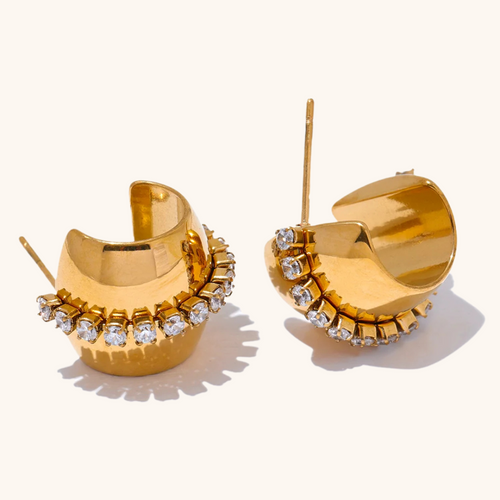 Pavé C-Shape Huggie Earrings