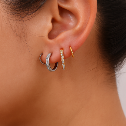 Double Spiral Pavé Hoop Earrings