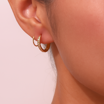 Double Spiral Pavé Hoop Earrings