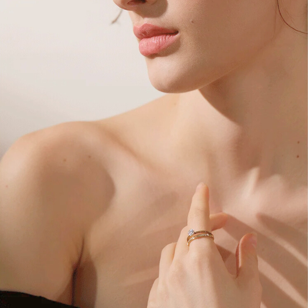 Double Band Stone Ring