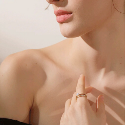 Double Band Stone Ring