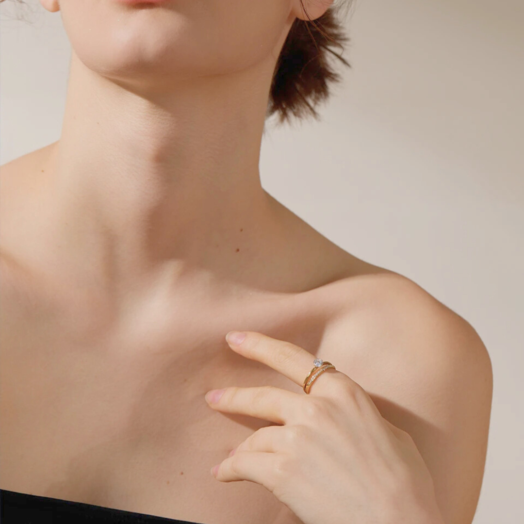 Double Band Stone Ring