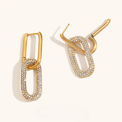 Pavé Double Link Drop Earrings