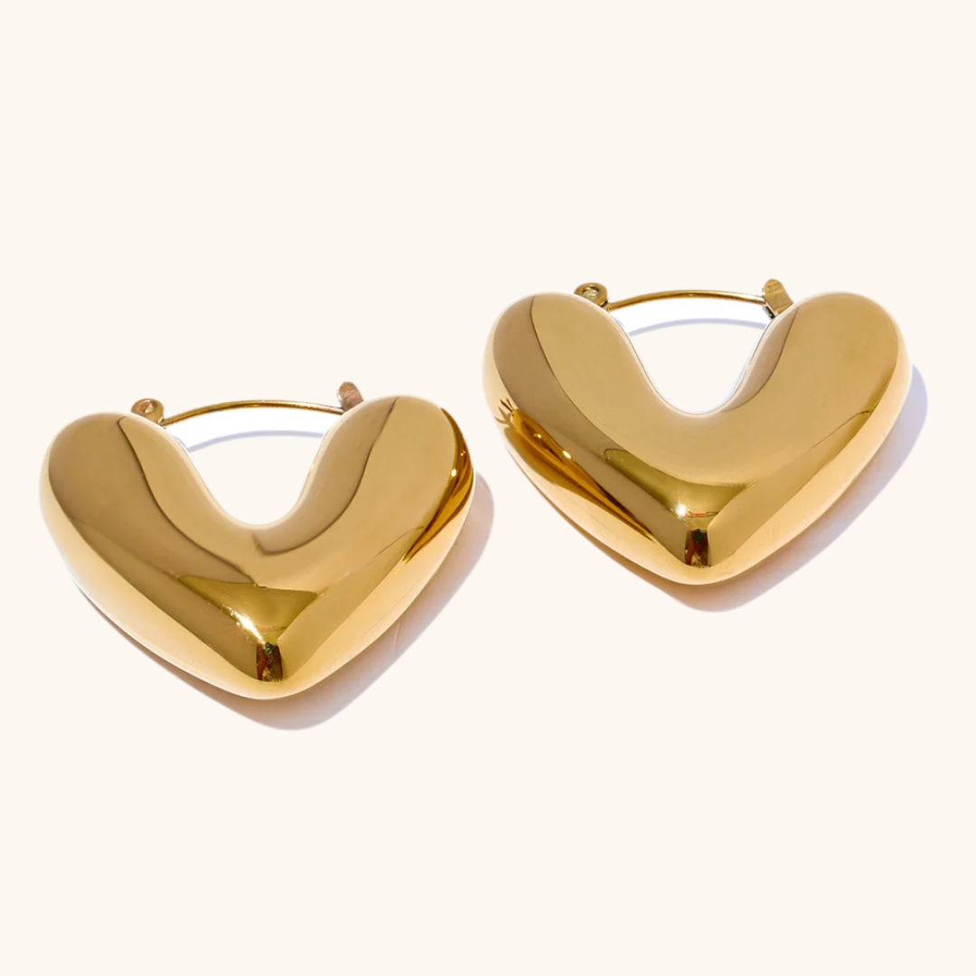 Chunky Heart Hoop Earrings
