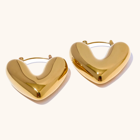 Chunky Heart Hoop Earrings