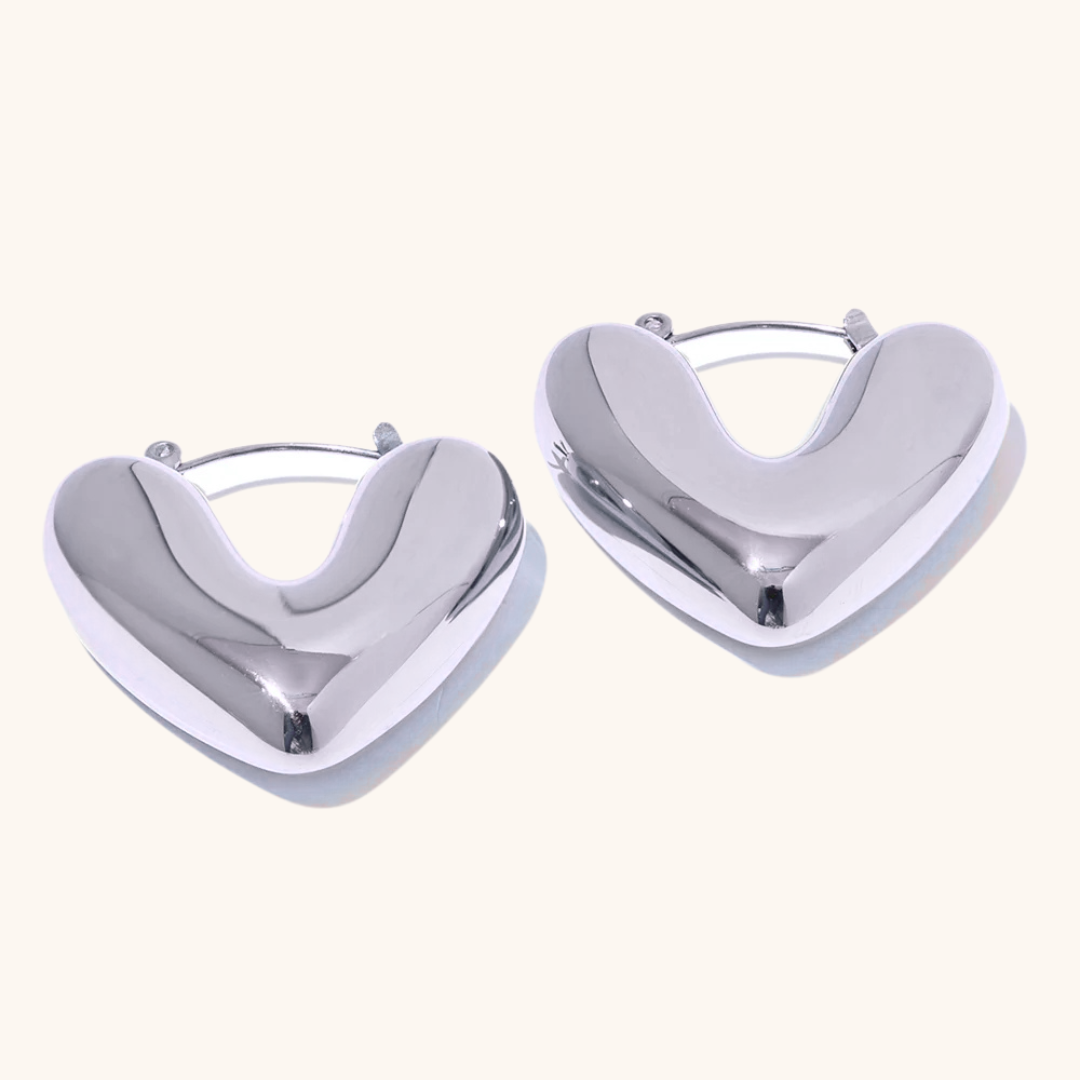 Chunky Heart Hoop Earrings