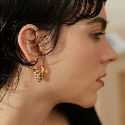 Interlocked Pavé Huggie Hoop Earrings