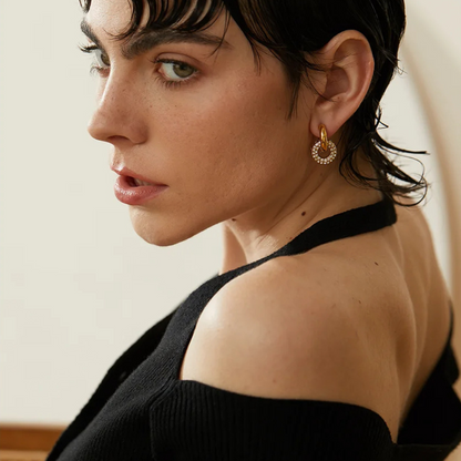 Interlocked Pavé Huggie Hoop Earrings