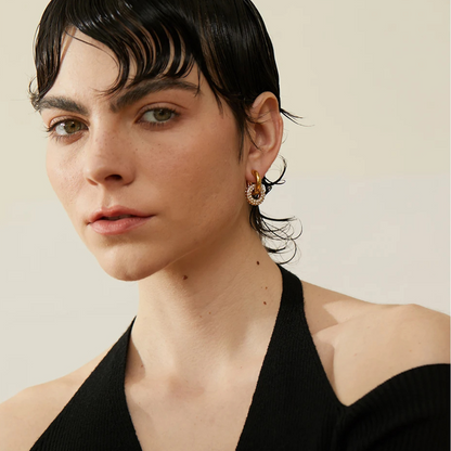 Interlocked Pavé Huggie Hoop Earrings
