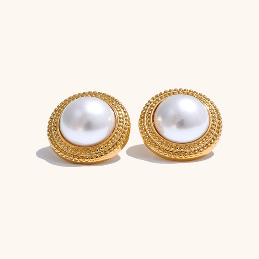Pearl Button Stud Earrings