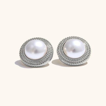 Pearl Button Stud Earrings